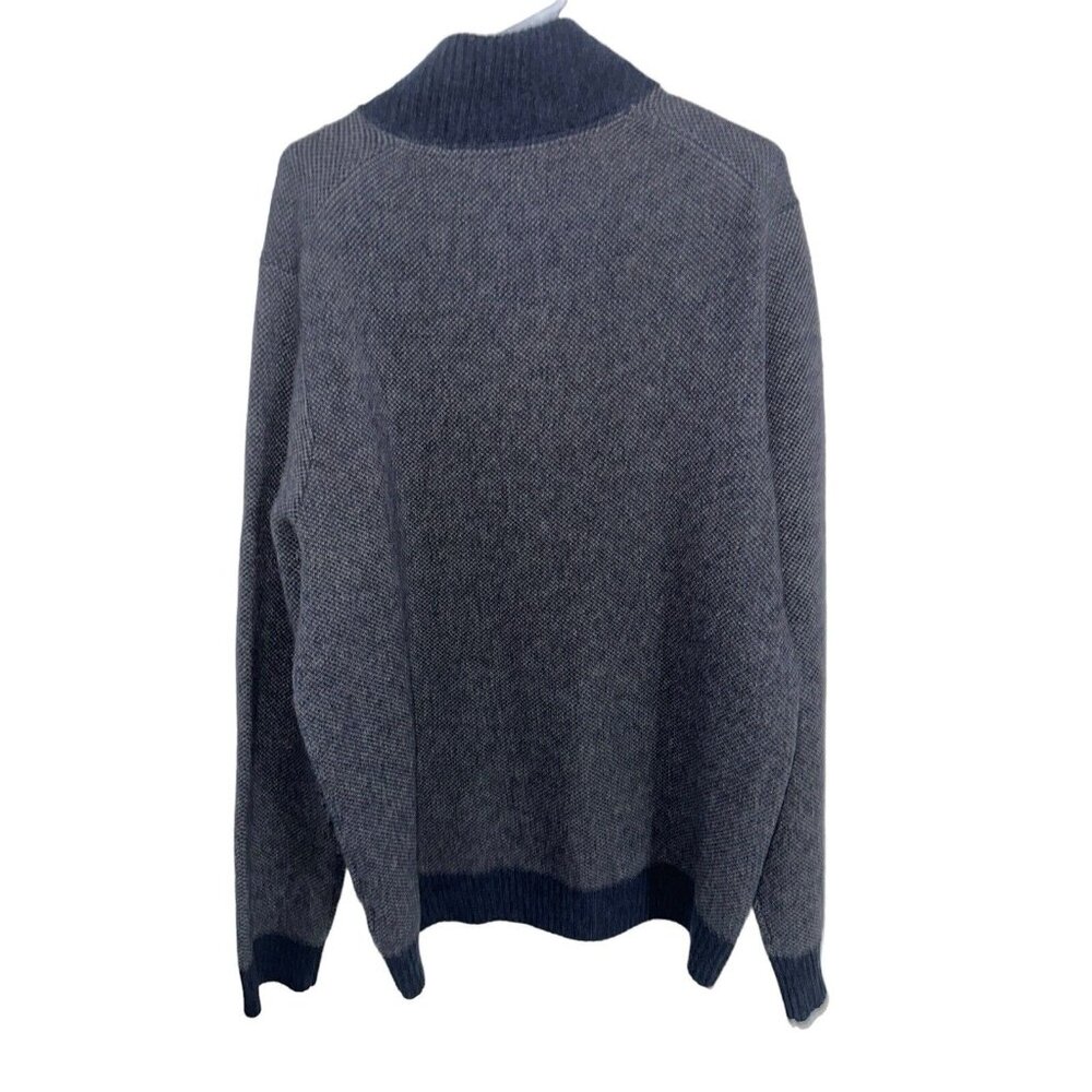 Pronto Uomo Mens 1/4 Zip 100% Wool Sweater Sz XL Blue Gray